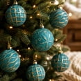 thumbnail image 3 of Christmas Ball Ornaments Set of 12, Blue Shatterproof Xmas Baubles with Gold Patterns, Turquoise Tree Decorations in a Gift Box for Holiday Decorating - Style A, 3 of 6