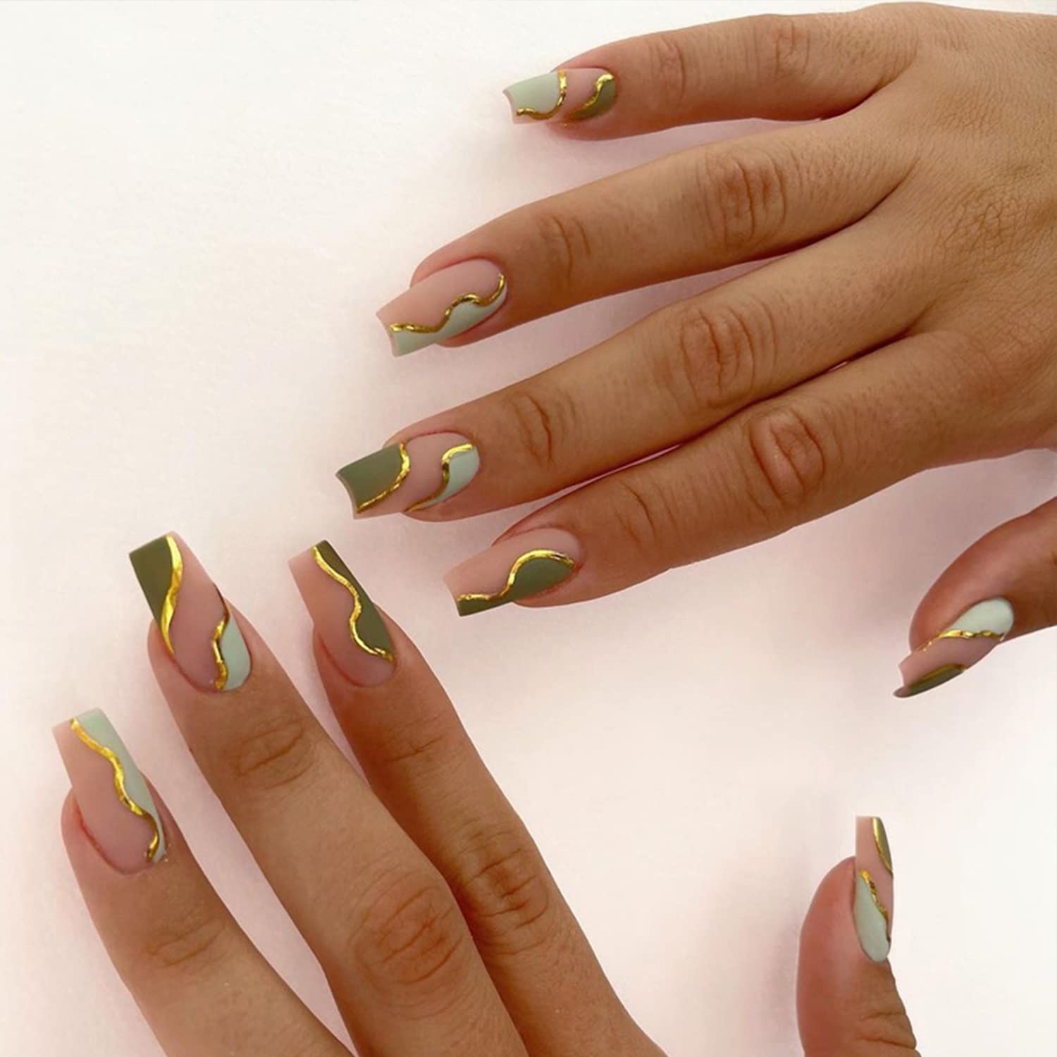 Louis Vuitton Nail Set  Green acrylic nails, Glitter gel nails, Green nails