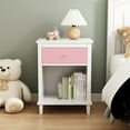 thumbnail image 4 of 26.80 in Tall Wooden Nightstand | In White + Pink Colors | Safe with Tip - over Restraint Device, 4 of 5