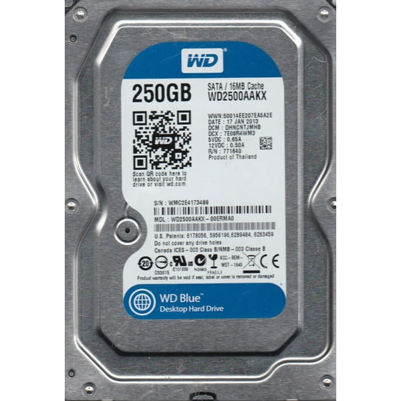 WD2500AAKX-00ERMA0, DCM DHNCNTJMHB, Western Digital 250GB SATA 3.5 Hard Drive