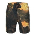 thumbnail image 3 of Honeii's Sunset Meditating Doberman Print Men's Casual Shorts with Drawstring，Swim Trunks Quick Dry Beach Shorts, 3 of 5