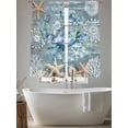 thumbnail image 6 of Blue Crab Coastal Semi Sheer Window Curtains 63 Inches Long, Summer Beach Nautical Starfish Coral Rod Pocket Voile Silky Chiffon Curtain Light Filtering Drapes for Living Room, 52"x63", 2 Panels, 6 of 9