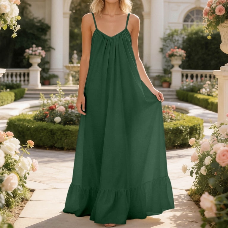 IWRICH Women's Summer Cotton Maxi Dress Spaghetti Strap Boho Casual Backless Ruffle Loose Fit Flowy Dress Dark Green XXL - Walmart.com IWRICH Women's Summer Cotton Maxi Dress Spaghetti Strap Boho Casual Backless Ruffle Loose Fit Flowy Dress Dark Green XXL - Walmart.com