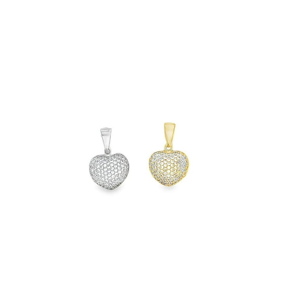 Small Hollow CZ Pave Heart Pendant (A334)