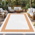 thumbnail image 2 of 4' x 6' Outdoor Rug, Orange Geometric Outdoor Washable Rug Large Floor Carpet, Modern Key Greek Design Abstract Art Non Shedding Area Rug for Outside Patio RV Porch Deck Balcony Camping Living Room, 2 of 9