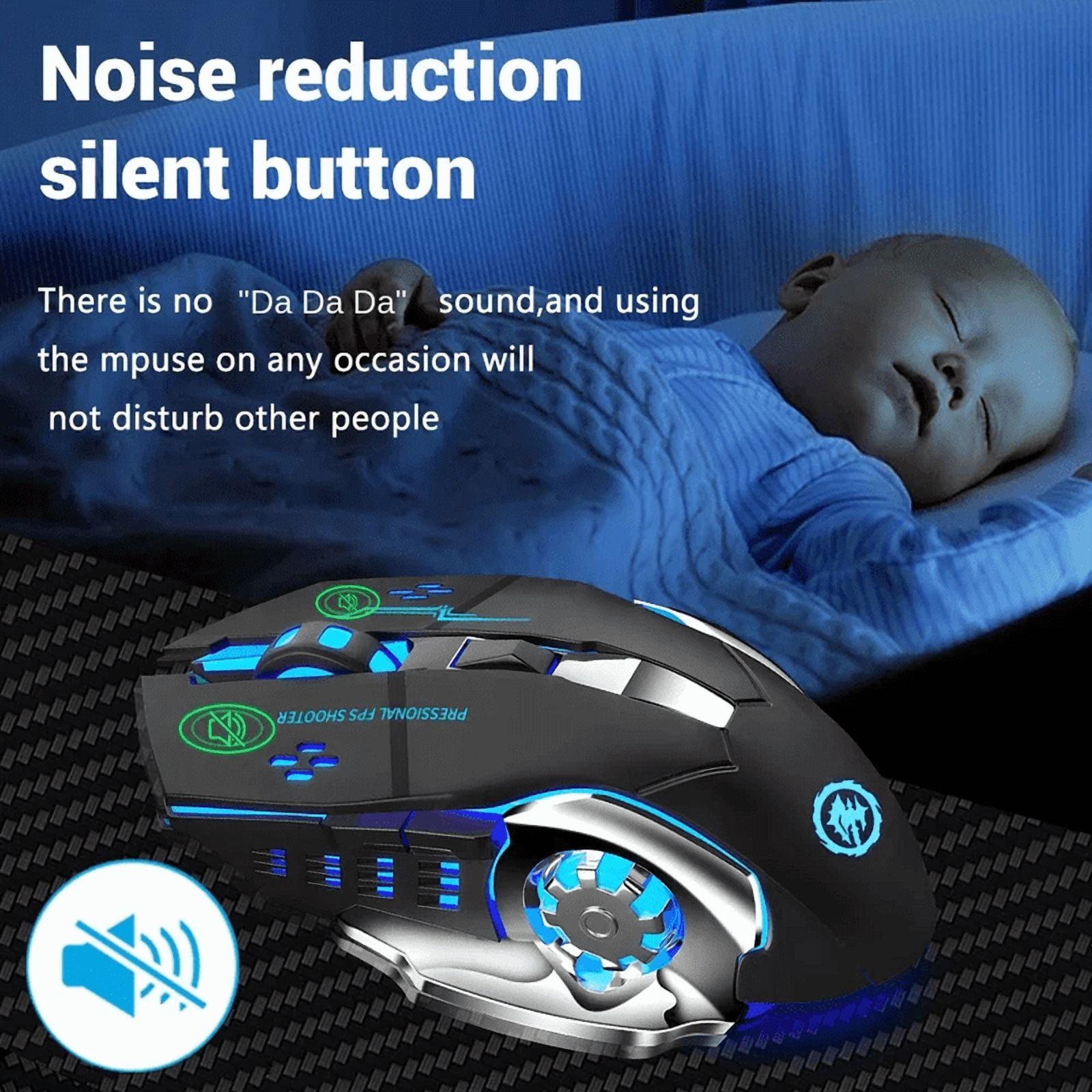 Rechargeable Wireless Bluetooth and 2.4G USB Gaming Mouse Silent Backlight E-Sports Mouse for Laptop Macbook PC Game Office