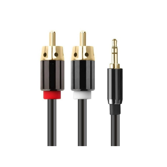 Basics 3.5mm to 2-Male RCA Adapter Audio Stereo Cable Audio input and output line of mobile phone audio amplifier(6.6 ft.)