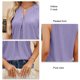 thumbnail image 5 of V Masajeadores de cuello plisado Tank Top mujeres elegante casual color puro hueco camisa sin mangas para trabajo oficina, 5 of 6