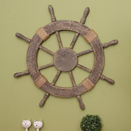 Adeco Trading Ornamental Nautical Ship Steering Wheel Home Wall Decor