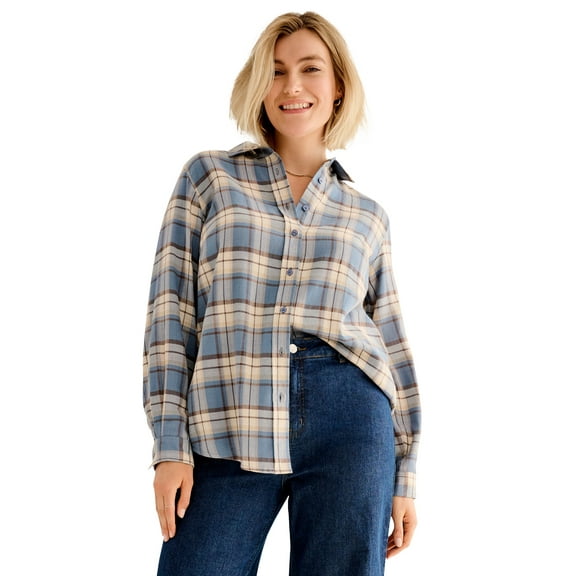 Ellos Plus Size Plaid Flannel Shirt