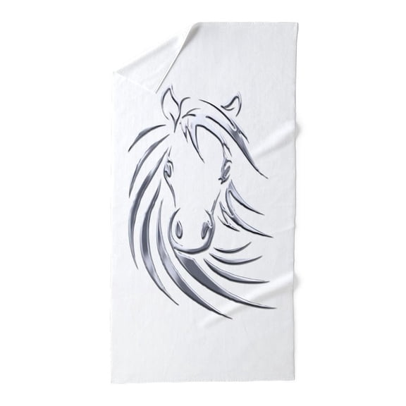 CafePress - Silver Design Horse Head - Large Beach Towel, Soft 30"x60" Towel with Unique Design