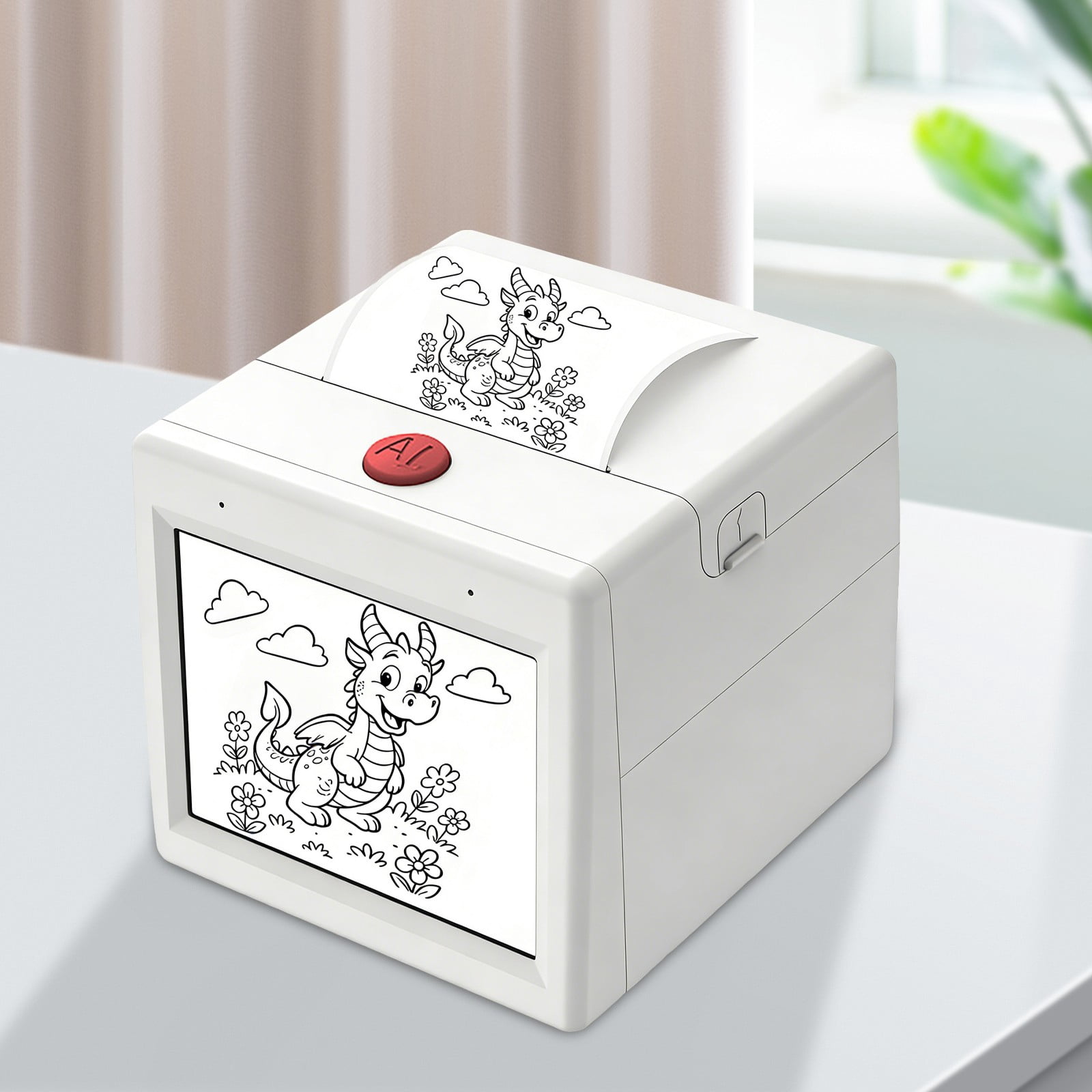 AI Voice-Powered Sticker Maker,Portable Thermal Printer with 4 Art Modes,Reusable Smart Inkless Sticker Maker,3.19x3.5x3.7 inch Custom Sticker Machine Box for Journaling,DIY Crafts (Red)
