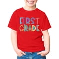thumbnail image 4 of Arlun Kids Unisex First Grade Short Sleeve T-Shirts Back to School Outfits 1st Grade Letter Print First Day of School Graphic Tee Casual Crew Neck Tops for Girls Boys 130, 4 of 8