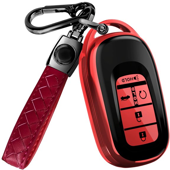 Compatible Key Fob Cover for Honda Key Fob Cover & Leather Keychain - TPU Keyfob Case for Accord Civic CR-V SE LX HR-V Pilot (2022-2025) Keychain