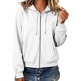 thumbnail image 6 of Womens Fleece Long Sleeve Zip Up Hoodie Sweatshirt Casual Oversized Track Jacket with Pockets Drawstring Cozy Slouchy Loungewear Travel Fall, White, M, 6 of 8