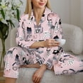 thumbnail image 5 of KLL Cat Print Women's Long Sleeve Pajamas with Pants Sleepwear Loungewear 2 Set-Large, 5 of 7
