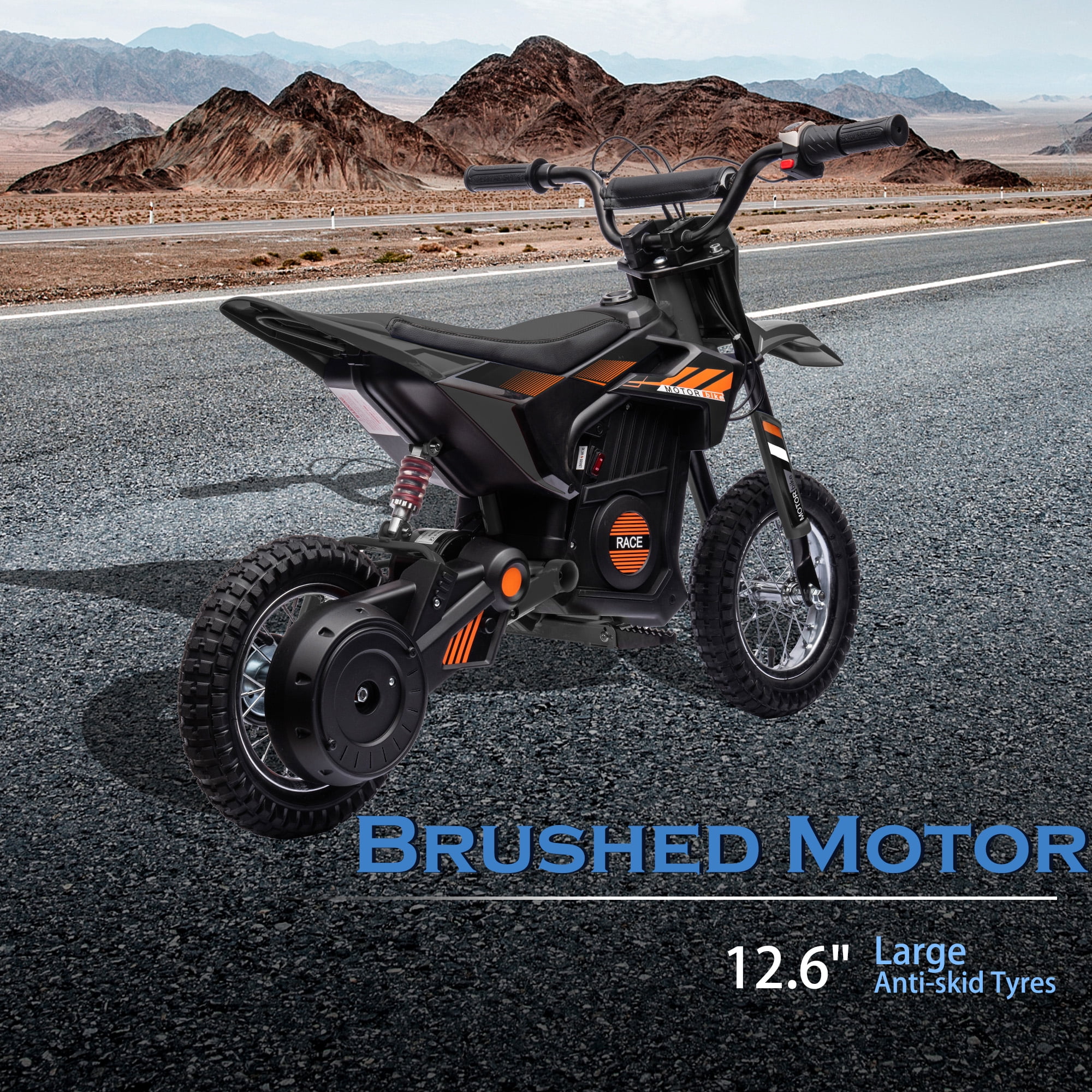 JoyWheels 24V Electric Dirt Bike for Kids,250W Ride on Toy Motorcycle,Ages 13 Years+,13mph,Black