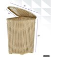 thumbnail image 2 of Superio 50L Wicker Plastic Corner Laundry Hamper with Lid - Beige (3 Pack), 2 of 5