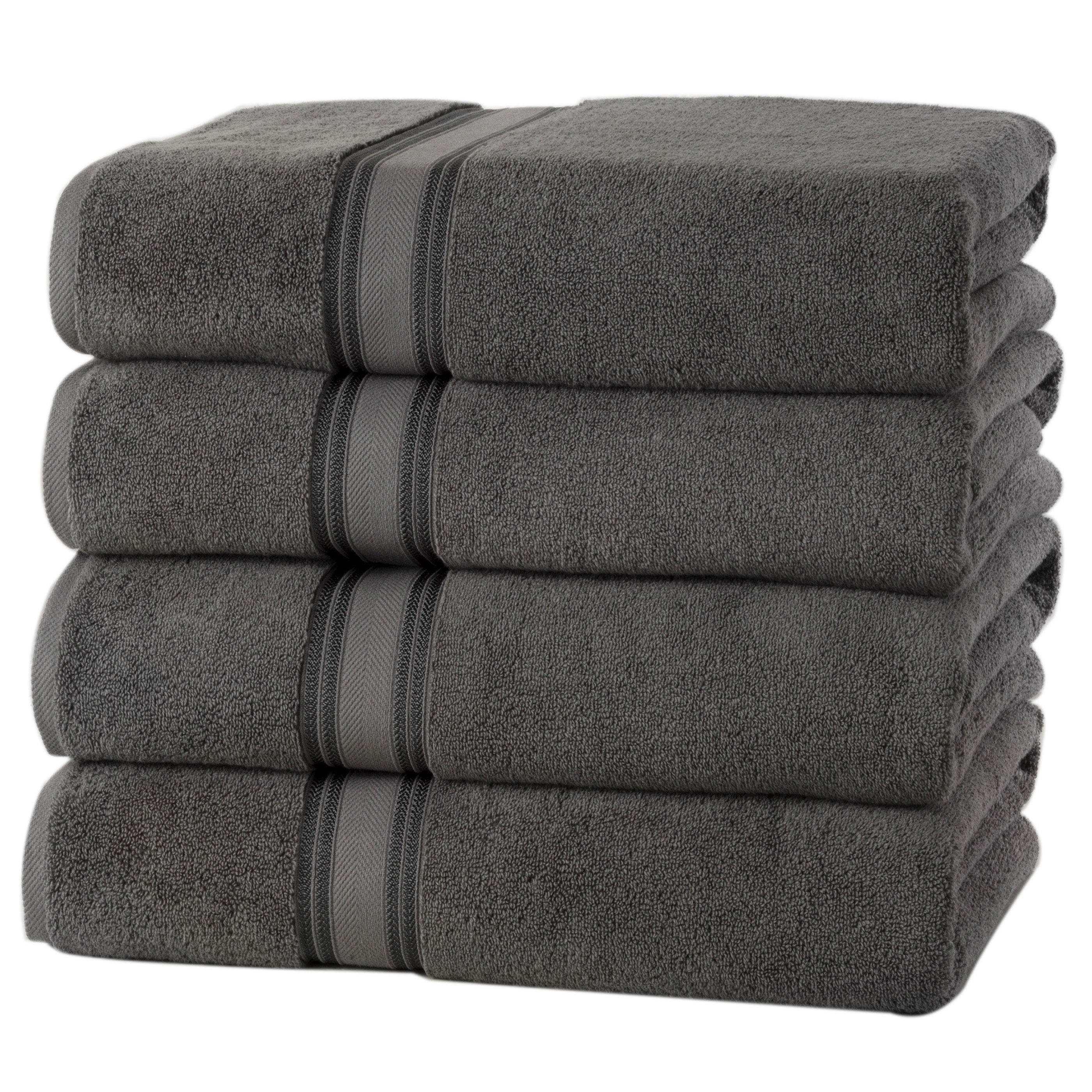Soft and Thick Zero Twist Cotton 4 Pack Bath Towels