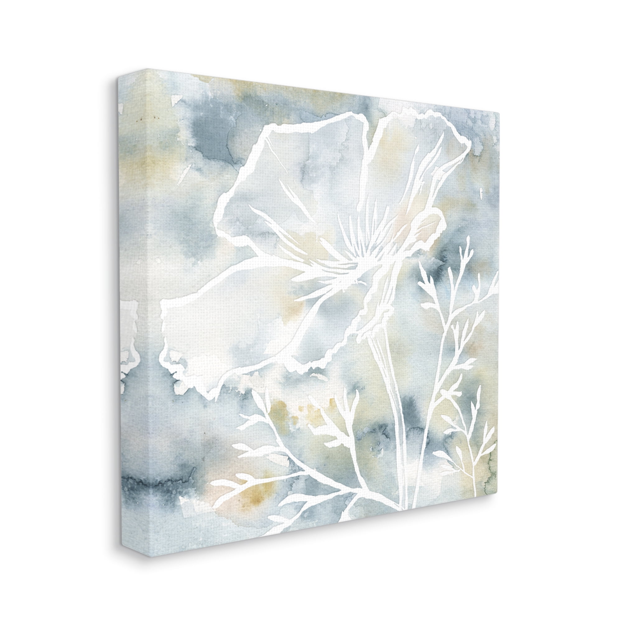 Stupell Industries Flower Blossom Petals White Outline Watercolor Detail Graphic Art Gallery Wrapped Canvas Print Wall Art, Design by Jackie Decker