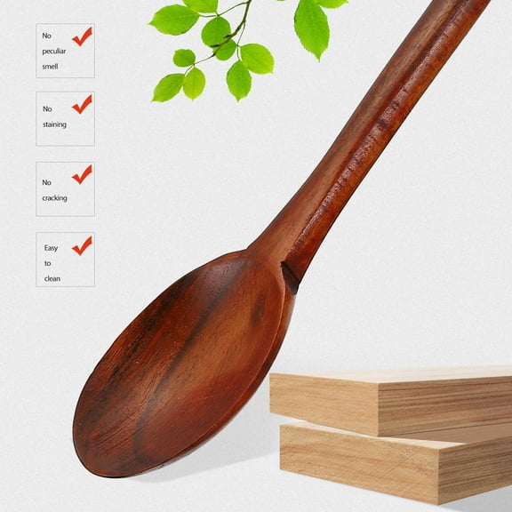PTOOTP Wooden Cooking Spoons Set, Coffee Color Handle Kitchen Utensils for Home Cooking, 1 Set