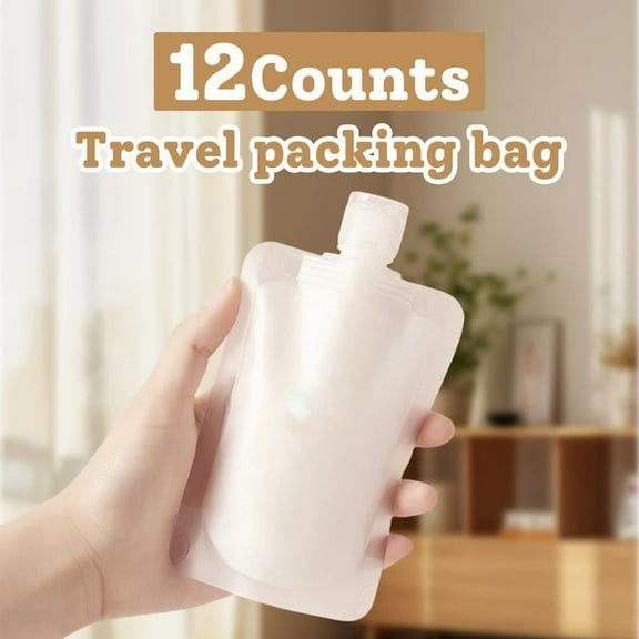 12 Counts Reusable Plastic Pouches, Squeeze Bulk Pouches, Clear Juice Drink Bags for Adults Travel Beverage