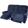 thumbnail image 4 of Housse de Causeuse Inclinable 2024 avec Console Centrale, Housse Extensible en Velours pour Fauteuil Inclinable 2 Places avec Porte-Gobelet, 4 of 10