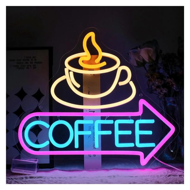 Letrero De Neón"Coffee" Con Luz LED Regulable Y Alimentación Por USB Para Decoración De Pared En Casa, Cafetería, Bar, Restaurante, Cocina, 37.4x32.5cm
