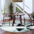 thumbnail image 4 of Traditional Ink Painting Round Living Room Rugs 5 ft, Chinese Green Theme Nature Landscape Washable Area Rug with Non-Slip Sturdy Edge Binding Round Carpet for Entryway Kitchen Bedroom Bathroom, 4 of 9