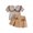 Khaki, variant on Hienoo Infant Girl Summer Outfits Cute Striped Short Sleeve Top Skirt Set, Sizes 6M-3T
