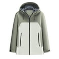 thumbnail image 4 of Men's Hooded Windbreaker Jacket Waterproof Windproof Full Zip Rain Coat Colorblock Fashion Outdoors Hiking Raincoat (XL, Beige), 4 of 5
