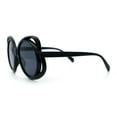 thumbnail image 6 of Womens Scribble Petal Rim Plastic Round Cute Feminine Sunglasses All Black, 6 of 8