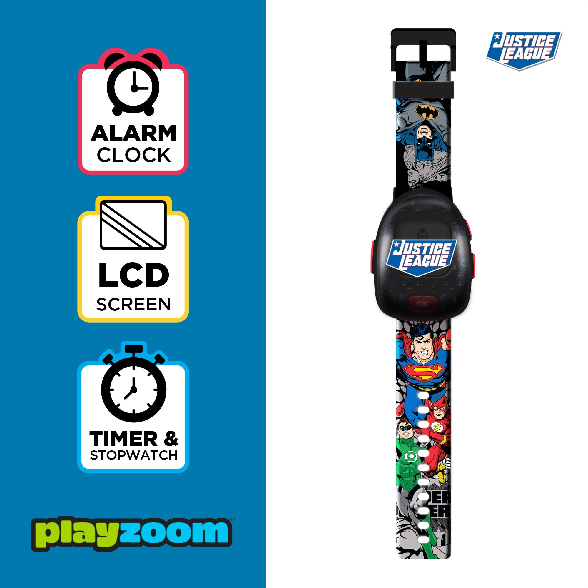 PlayZoom Justice League Kids Smartwatch, 40mm Blue Case with Blue Band