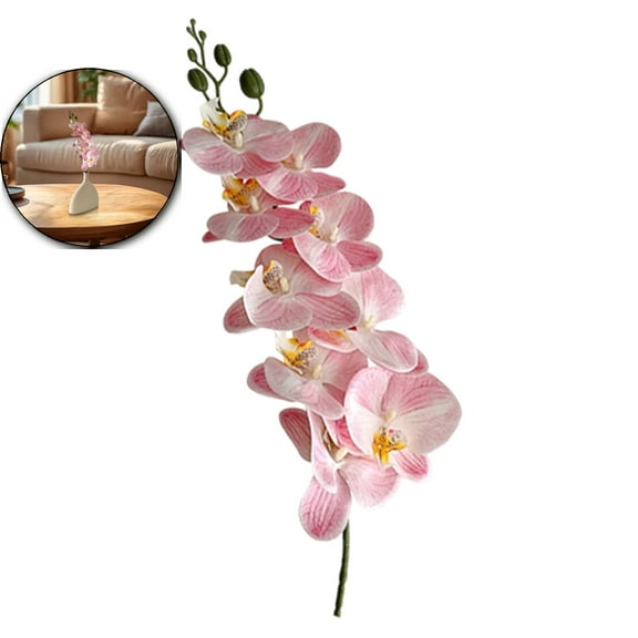 Dvruxg Artificial Orchid Flower 9 Large Petals Realistic Faux Orchid Stems Fake Flower for Wedding Home Arrangement(Pink)