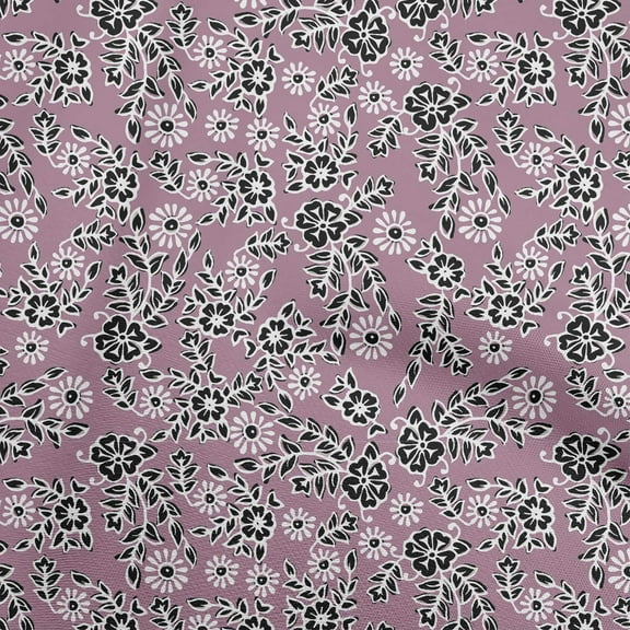 oneOone Polyester Spandex Purple Fabric Asian Block Floral Dress Material Fabric Print Fabric By The Yard 56 Inch Wide