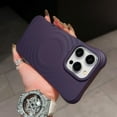 thumbnail image 1 of For iphone 16 Pro Max Ripple Liquid Silicon Shockproof Case For iPhone15 14 13 12 Pro Max Magsafe Wireless Charge Magnetic Cover DarkPurple For iphone14Promax, 1 of 6