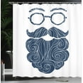 thumbnail image 3 of Ambesonne Manly Shower Curtain, Hipster Fashion Beard Glasses, 69"Wx70"L, Dark Petrol Blue White, 3 of 4