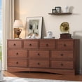 thumbnail image 2 of Winkalon Farmhouse 10 Drawer Dresser, 63" Long Dressers for Bedroom, Chest of Drawers Closet Organizers and Storage Clothes for Living Room, Hallway, Cherry, 2 of 9