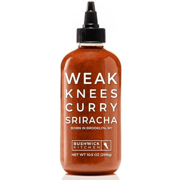Weak Knees Curry Sriracha Hot Sauce, 10.5 Ounce Easy Squeeze Bottle, Classic Sriracha