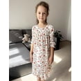 thumbnail image 3 of Arshiner Girls Nightgowns Long Sleeve Pajama Dress Cute Ruffle Sleepwear Soft Night Gowns, 3 of 6