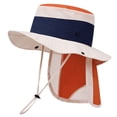 thumbnail image 2 of XUNKUSGA Bucket Hat Fashion Color Block Quick Dry Sun Hat with Chin Strap Adjustable and Neck Flapsummer Upf 50+ Sun Protection Beach Hat for Boys Girls,Orange,Free Size, 2 of 6