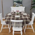 thumbnail image 2 of Black Beige and Red Checkerboard Checkered Pattern Round Tablecloth 60"x60",Wrinkle Wipeable Table Cloth for Kitchen Dining Room Picnic Patio Party, 2 of 6