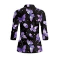 thumbnail image 3 of Uorisanigo Purple Butterfly Women's Golf Top Breathable Women's Dry-Fit Golf Polo Shirts Casual Versatile 3/4 Roll Sleeve Quarter Zip Tennis Tops Fashion Outing Wear for Women, 3 of 7