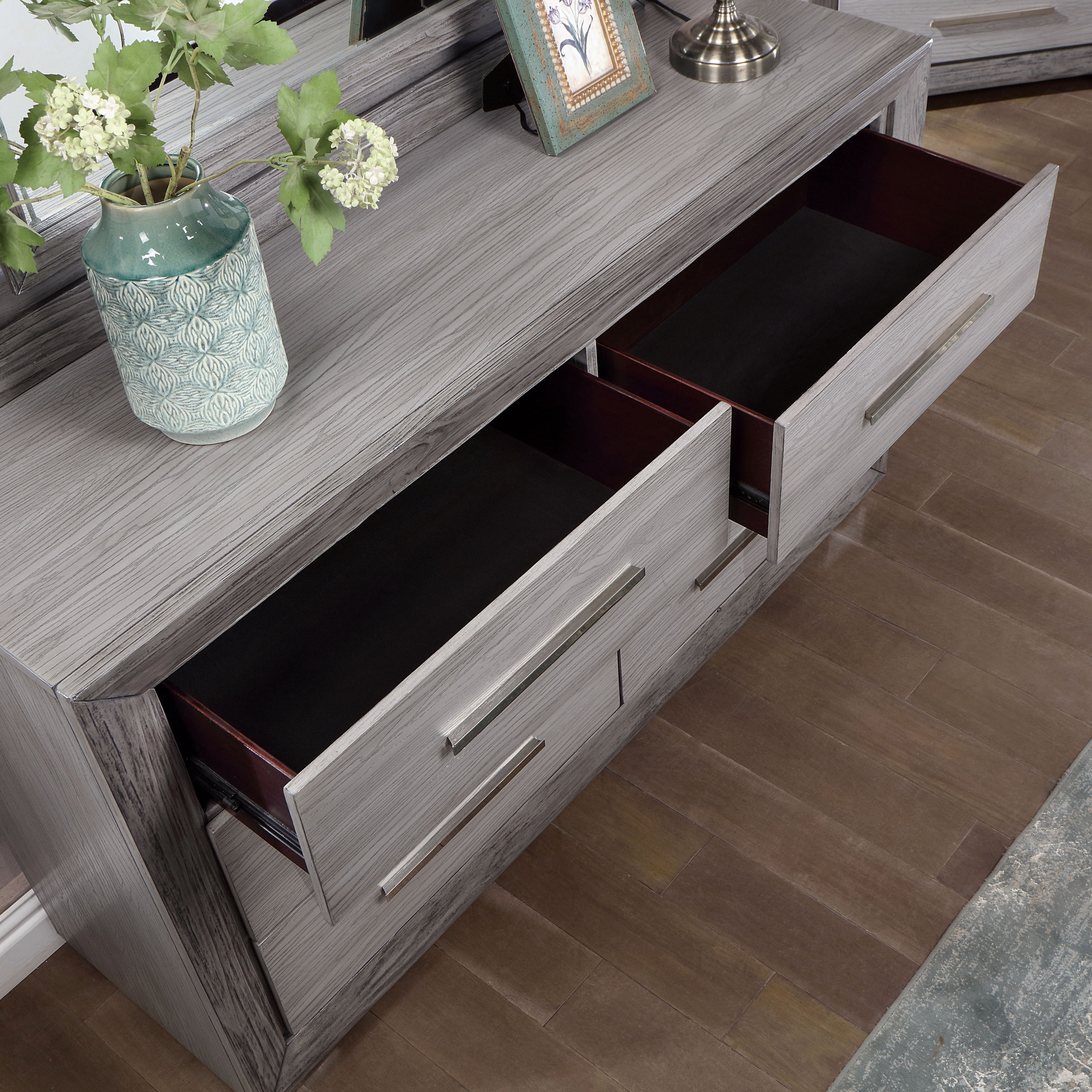 Furniture of America Lima Transitional 6-Drawer Adult Dresser, Gray