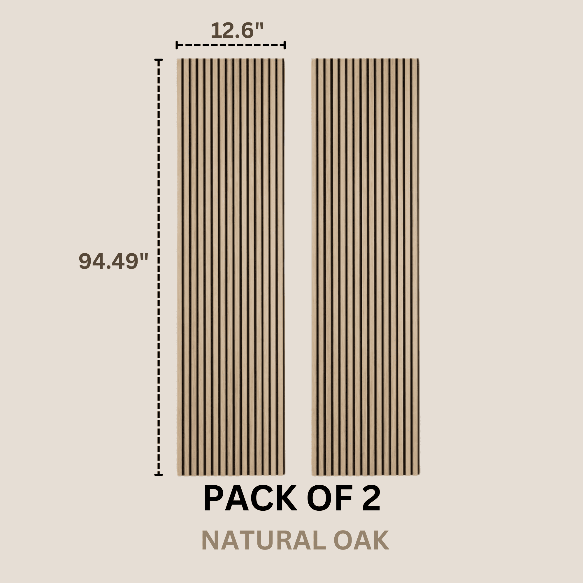 onncom Natural Oak Luxury Wood Veneer Acoustic Wood Wall Slat Panels Soundproof 94.49" x 12.6" (2 Panels per Box)