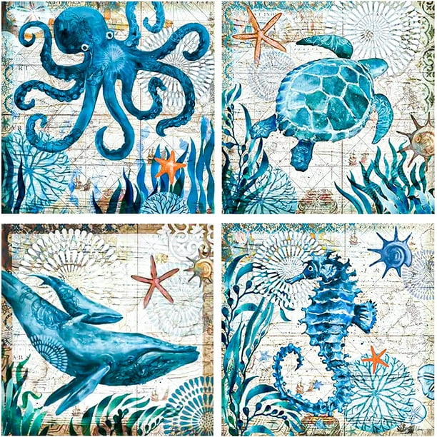4 Pcs DIY 5D Diamond Painting Kits for Adults Kids Diamond Gem Art