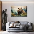 thumbnail image 2 of AatoeaX Watercolor Forest Landscape Wall Art Cute Bear Wildflower Painting Print Abstract Nature Wilderness Picture Cabin Artwork Green Forest Animals Wall Decor for Bedroom Bathroom Home Decorations, 2 of 4