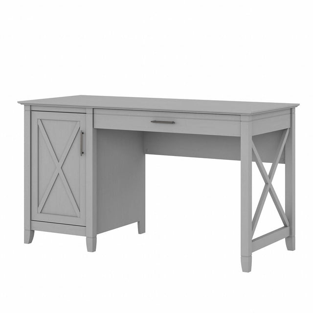 Bush Furniture Key West 54W Computer Desk with Keyboard Tray and Storage in Reclaimed Pine