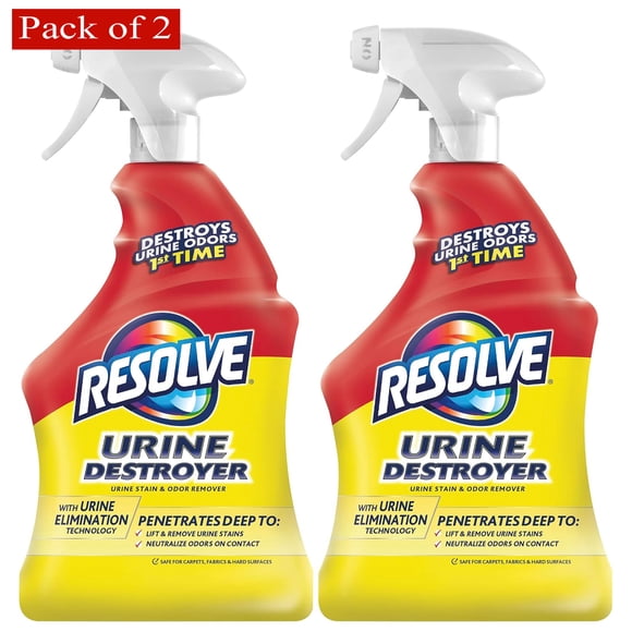 Resolve Urine Destroyer Pet Urine Stain and Odor Remover Spray, 32oz, (Pack of 2)