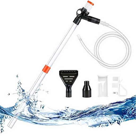 Aquarium Gravel Cleaner Kit with Manual Siphon Pump, Fish Tank Water Changer with Scraper and Extension Tubes for Gravel and Sand Cleaning